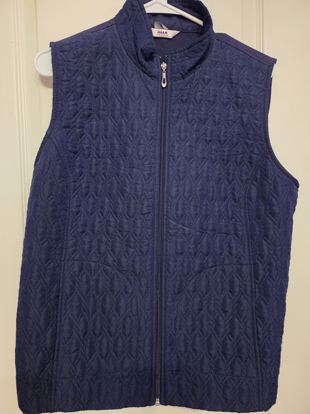 Alia Navy Quilted Sleeveless Zip-Up Vest